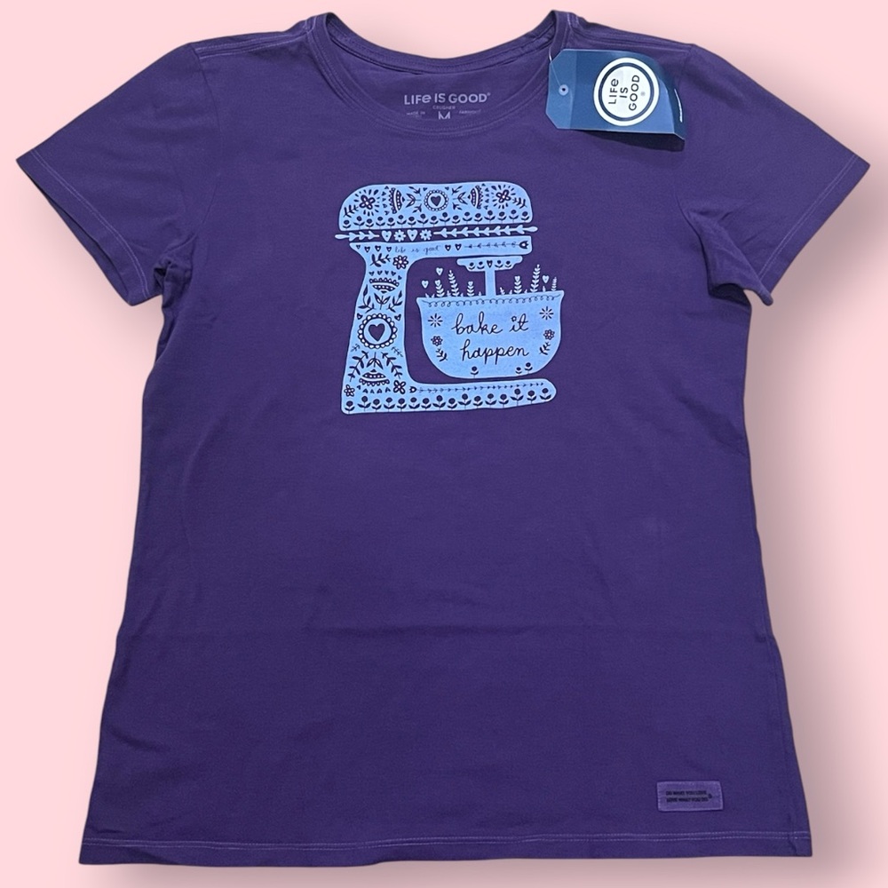 Life Is Good Women’s Purple Tee (Bake It Happen)